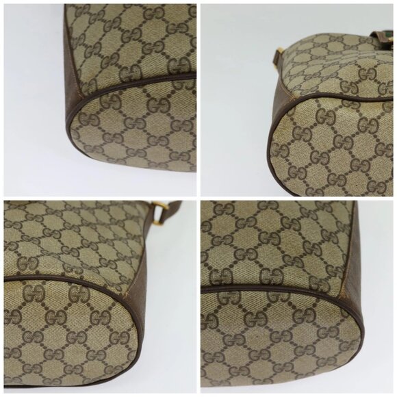 GUCCI Web Sherry Line GG Supreme Shoulder Bag PVC Beige Auth - Picture 16 of 16